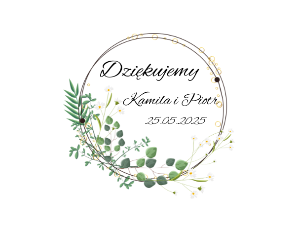 Naklejka "dziękujemy" na ślub 3 cm 38szt