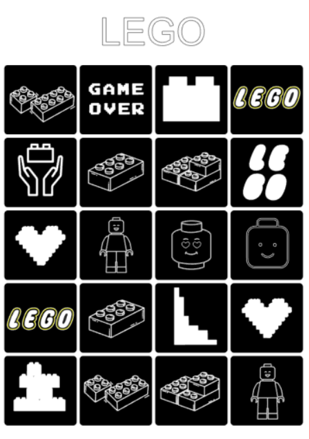 Szablon tatuażów brokatowych LEGO 20sztuk